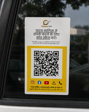 OwnerTalk Vehicle QR Contact Sticker – Hindi Edition (Pack of 2)