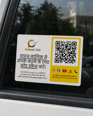 OwnerTalk Vehicle QR Contact Sticker – Hindi  (Pack of 2)