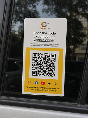 OwnerTalk Smart Vehicle QR Contact Sticker (Pack of 2)